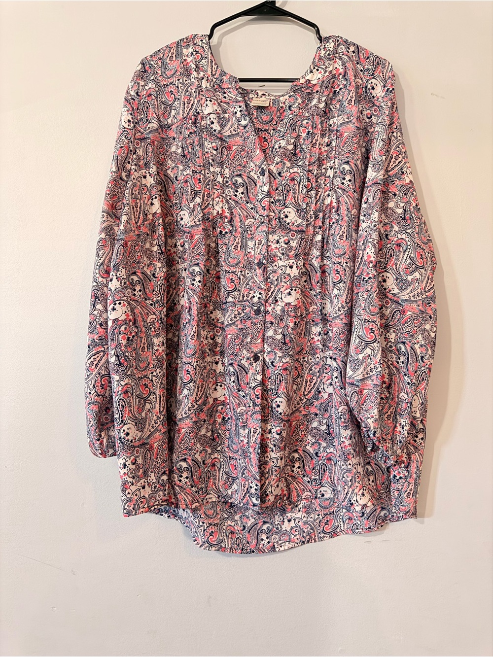 Terra & Sky Women’s 2X 20W 22W Paisley Long Sleeve Blouse Plus Size